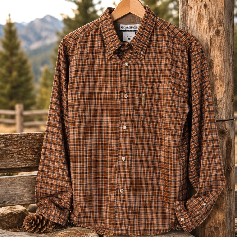 Columbia White Trail Plaid Long Sleeve Button Up Shirt Mens M NWT